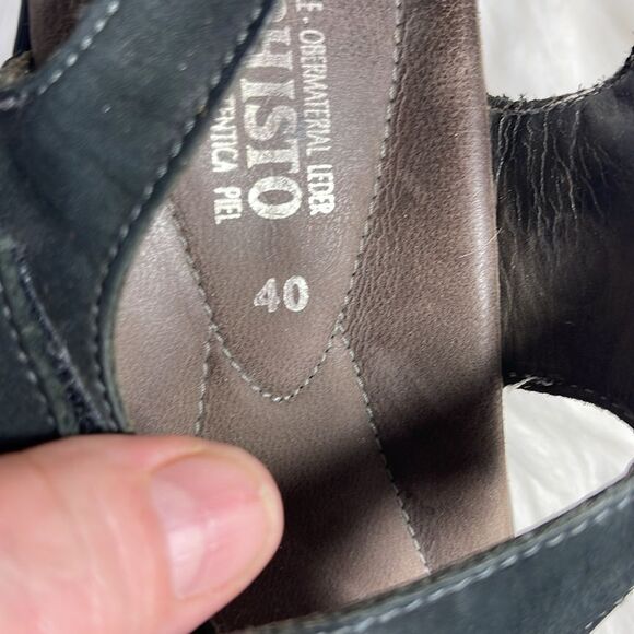 Mephisto Black Nubuck Asymmetrical Strap Sandals Sz 40/US 10 - Picture 5 of 7